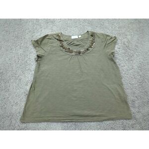 Avenue Tunic Top Womens‎ 22/24 PLUS Green Short Sleeve Sequence Scoop Neck